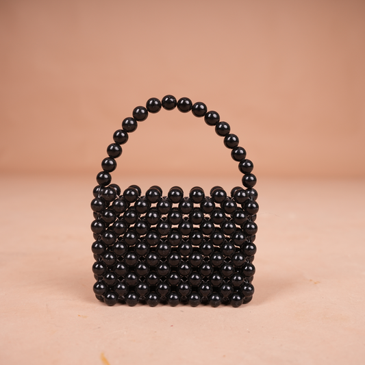 Black Elegance: Beaded Coin Bag - Elevate Your Style