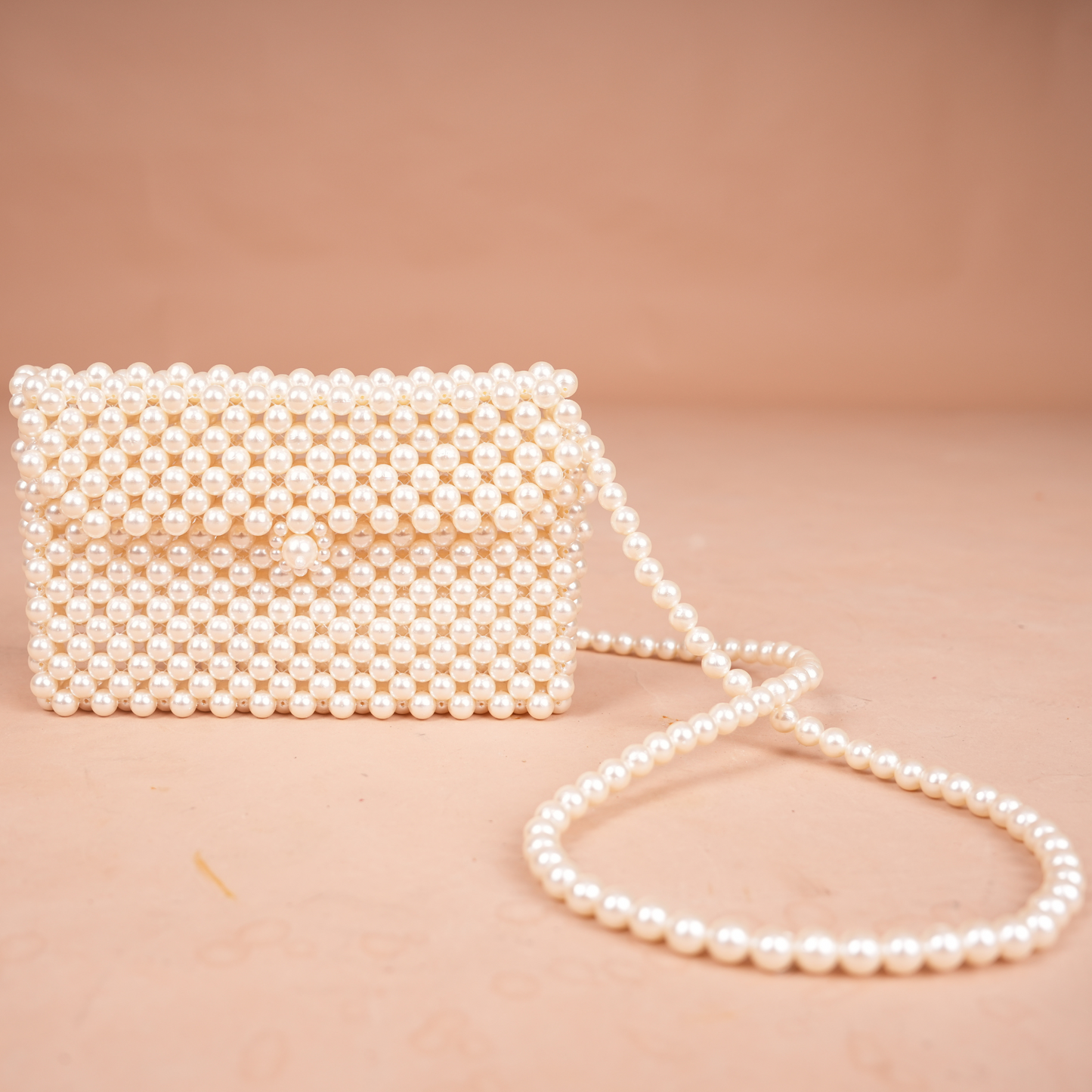 Luxury Cream Pearl Square Purse Shoulder Bag