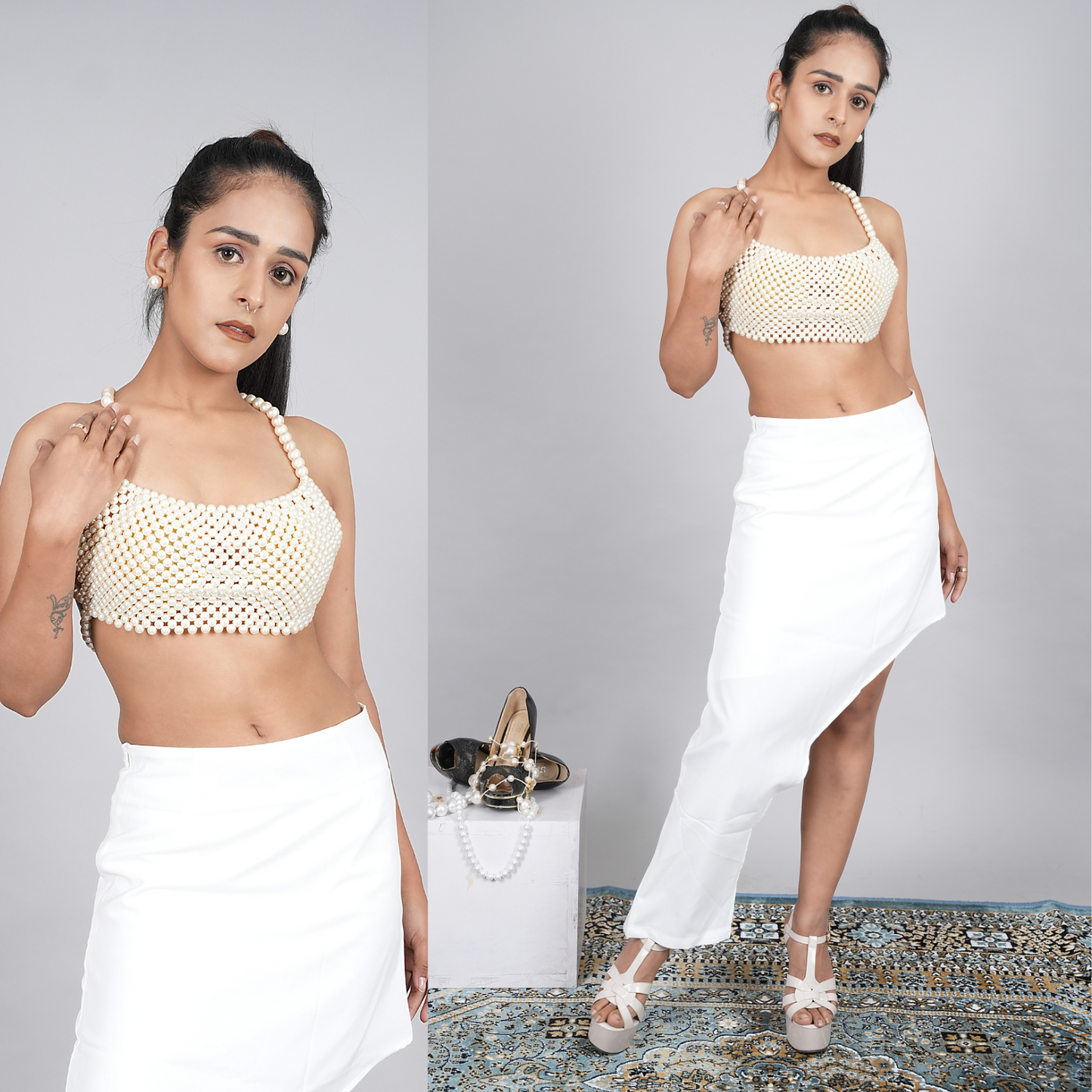 "LUMI" Pearl Beaded Blouse