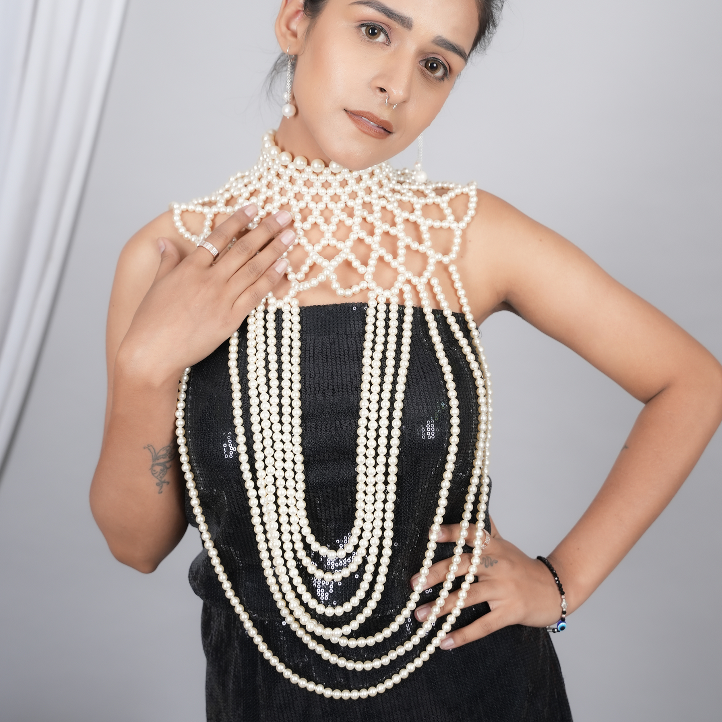 Chic Simulated-Pearl Body Chain : Elevate Your Look with Bridal Wedding Dress Accessories
