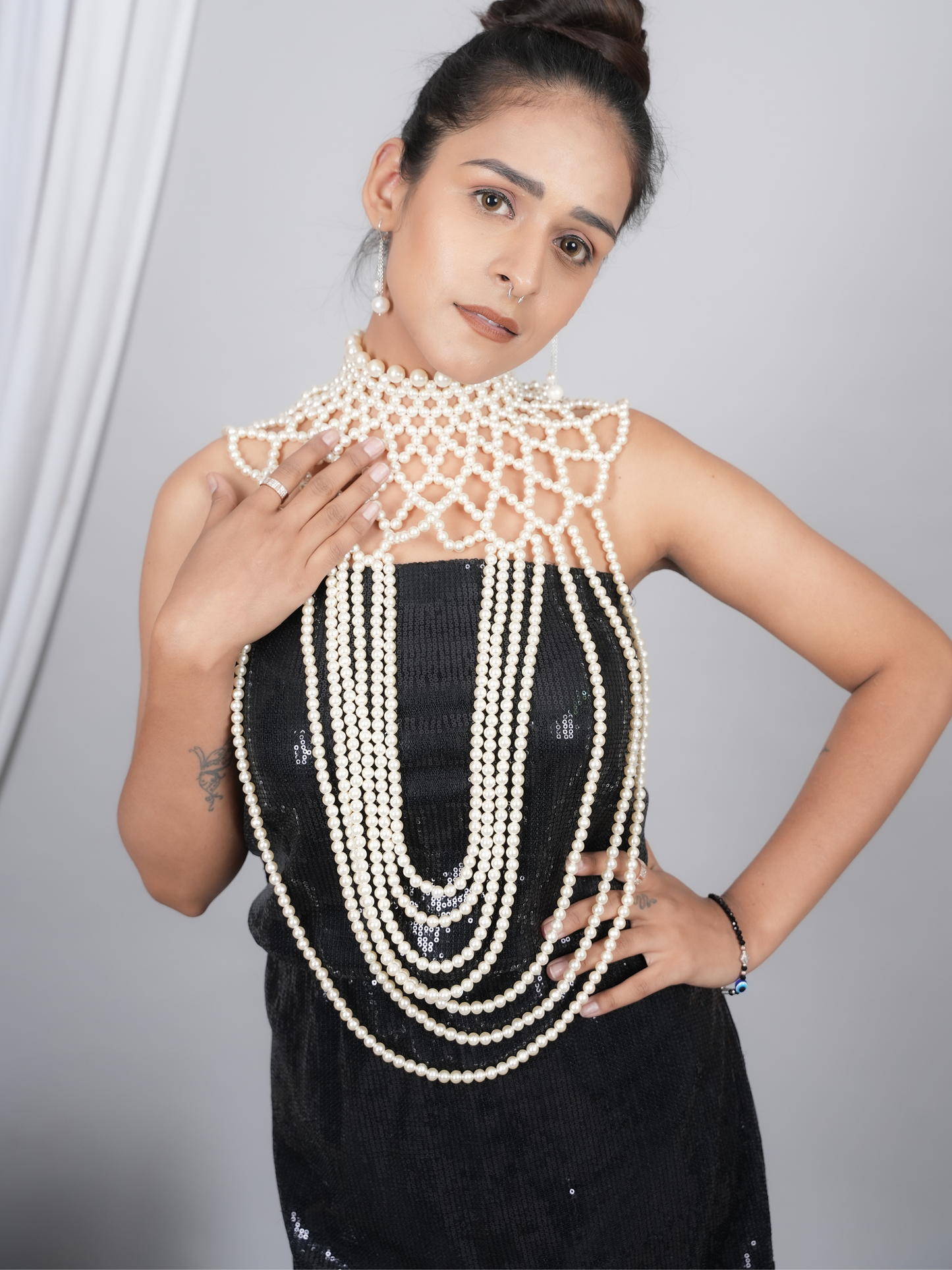 Chic Simulated-Pearl Body Chain : Elevate Your Look with Bridal Wedding Dress Accessories