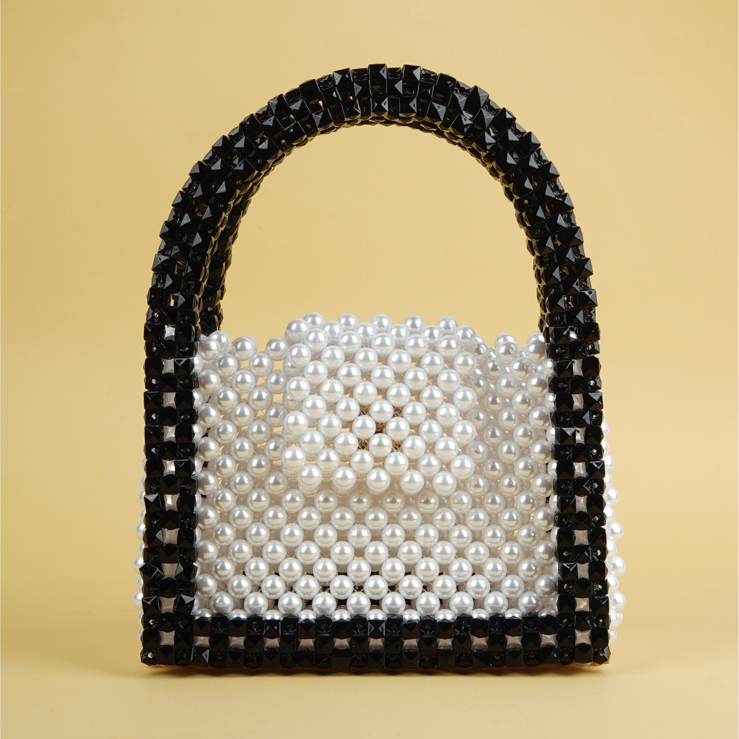 Peqota Handmades | Black and White Pearl Beaded Evening Bag