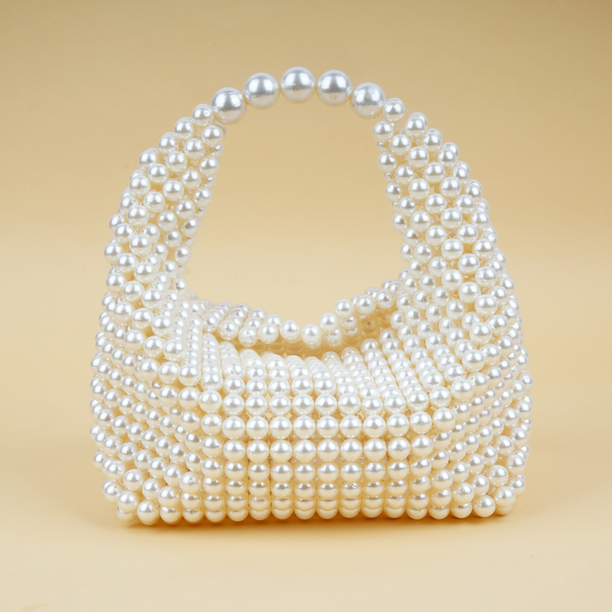 Cream Pearl Beaded Bag
