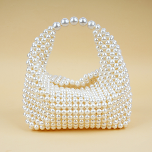 Cream Pearl Beaded Bag - "CONCH" Bag