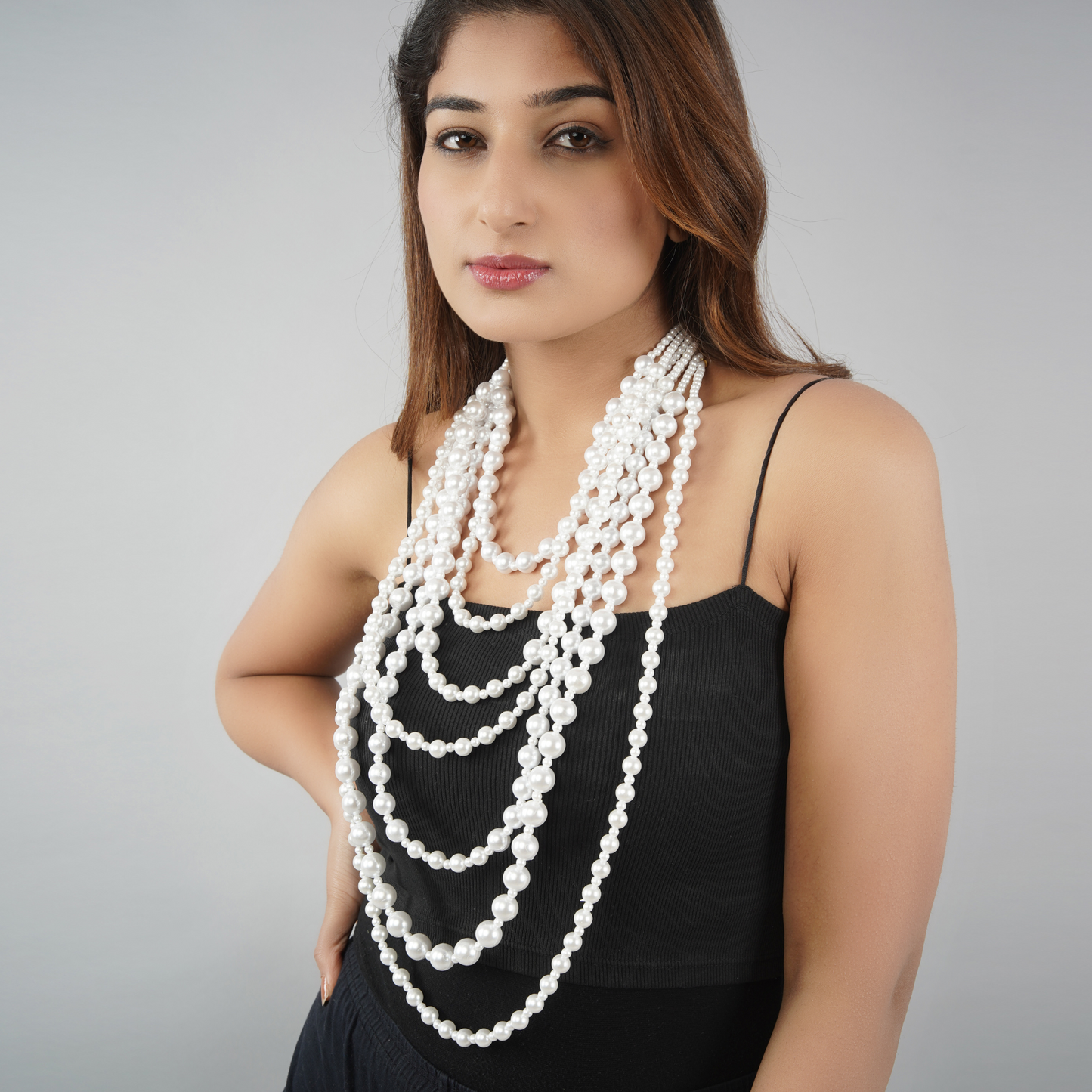 White Pearl Seven Stranded Necklace