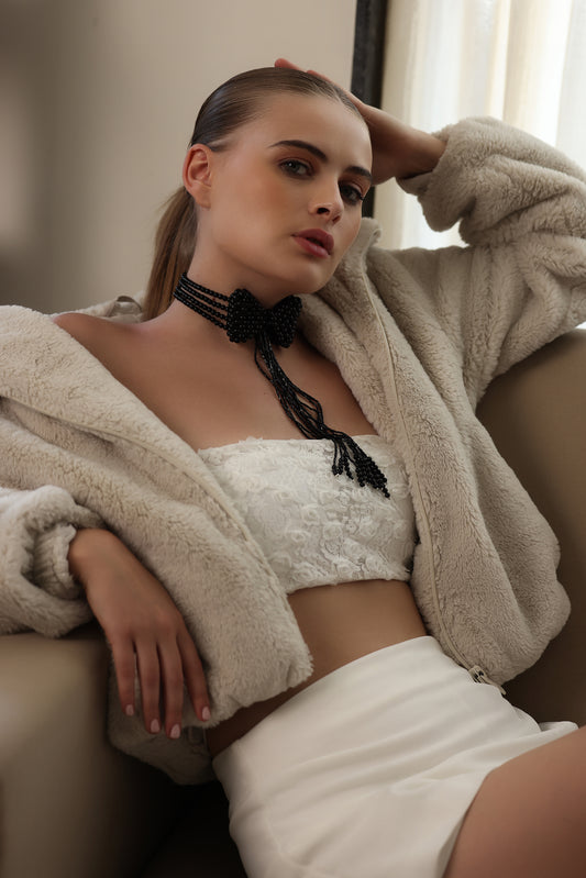 Black Pearl Bow Tie Choker