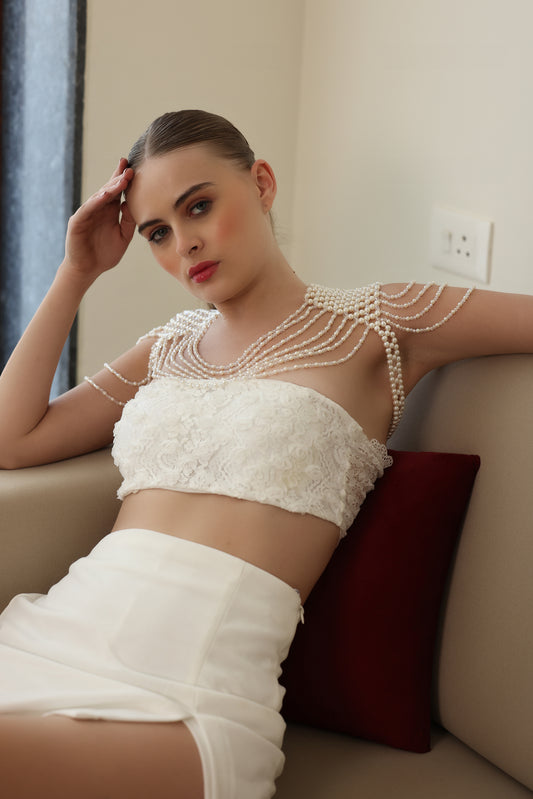 Pearl & Crystal Shoulder Cape