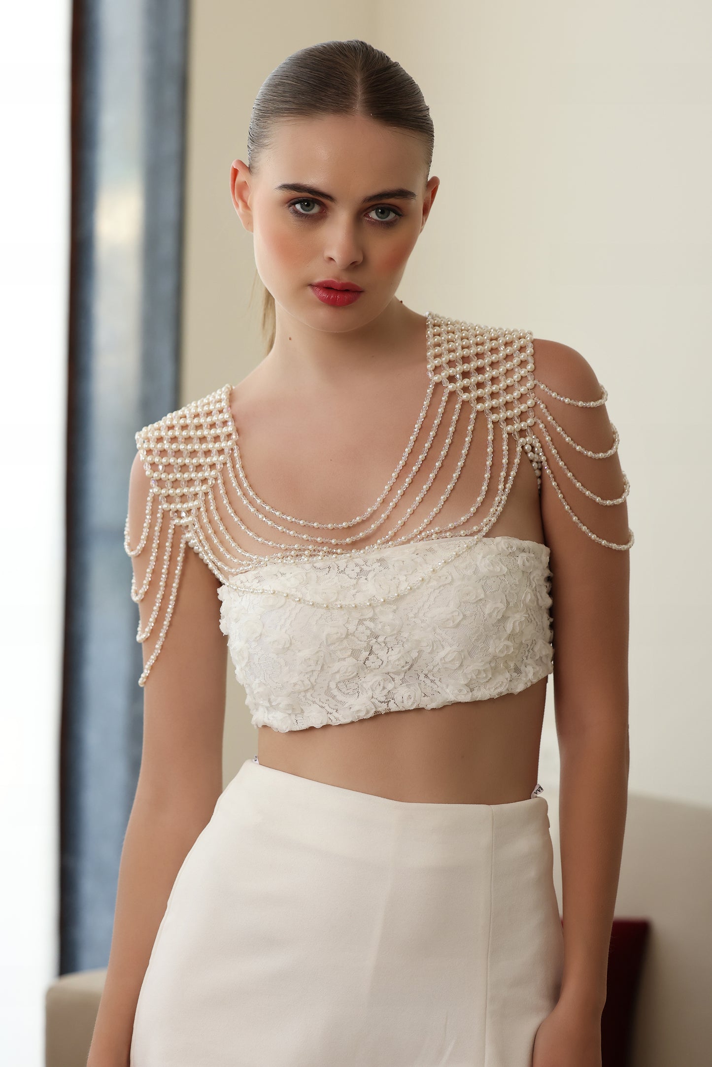 Pearl & Crystal Shoulder Cape