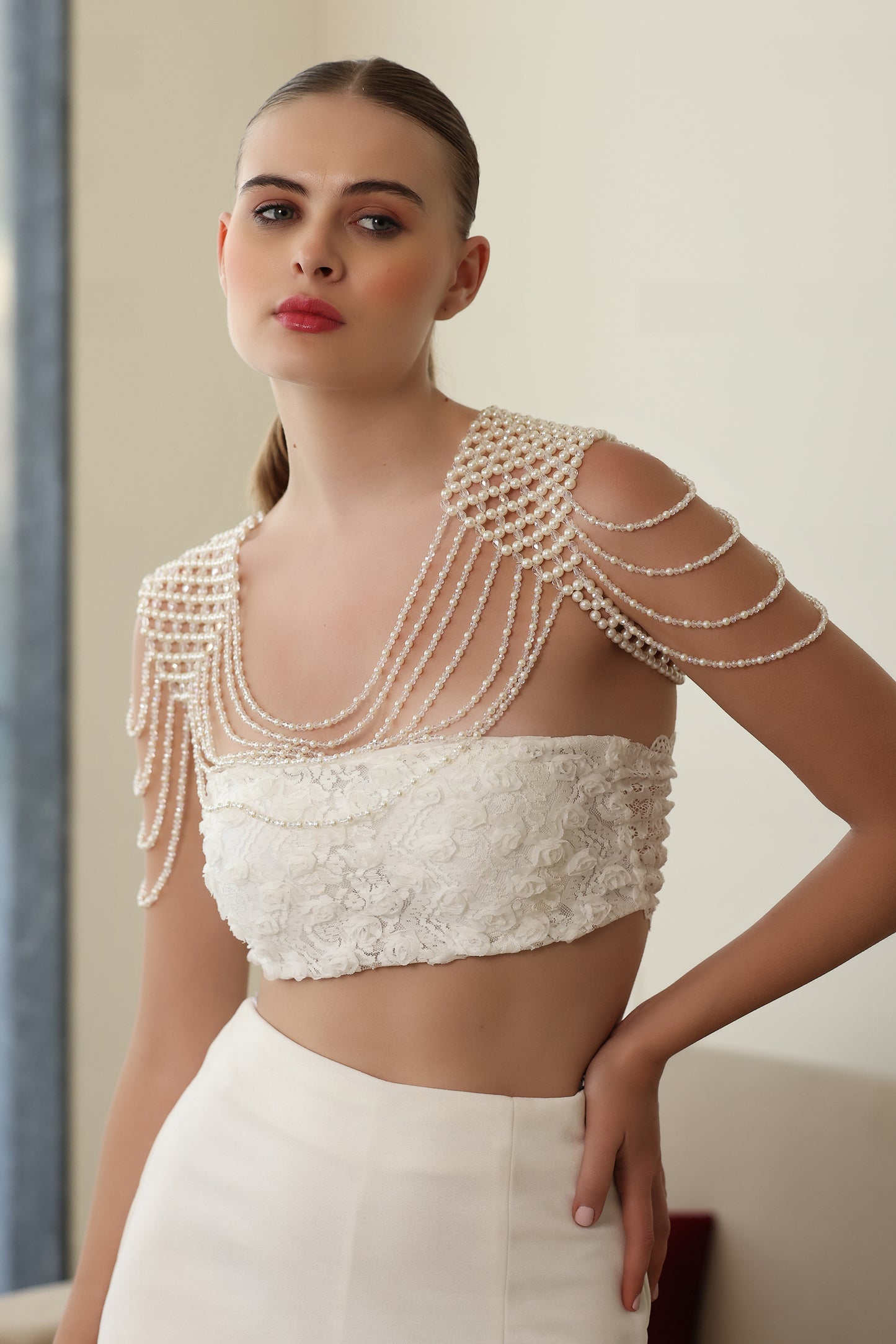 Pearl & Crystal Shoulder Cape