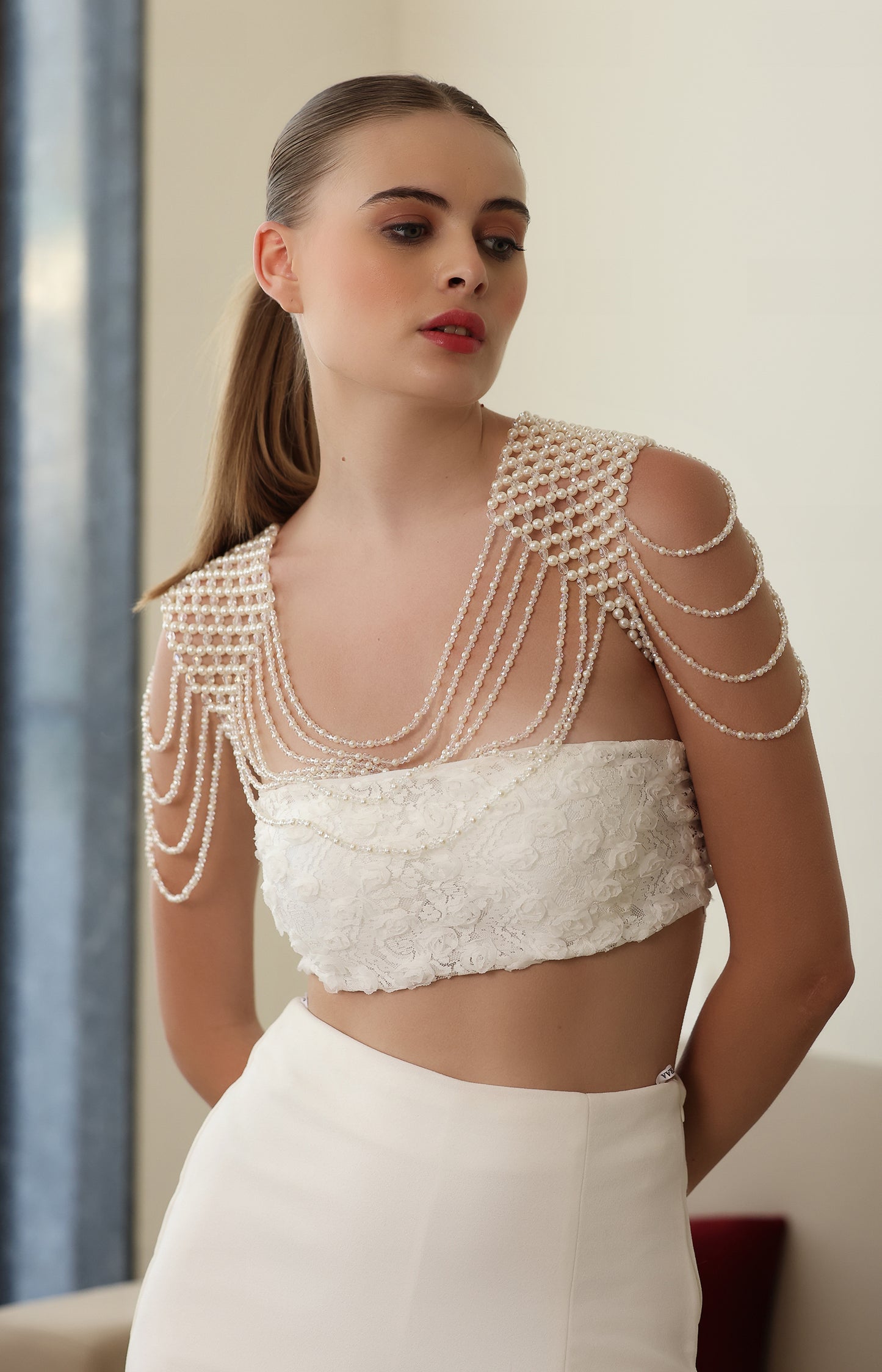 Pearl & Crystal Shoulder Cape