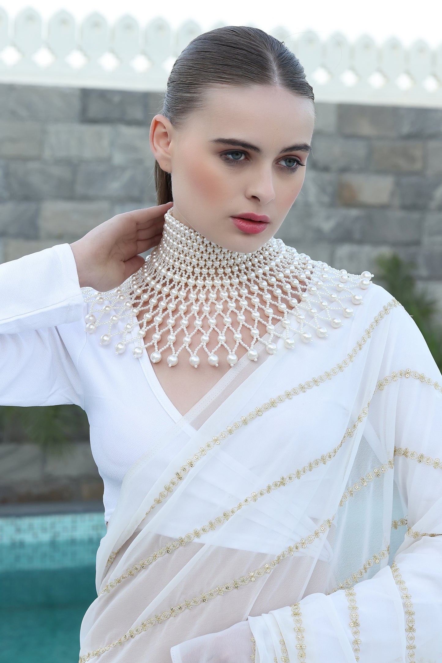 Melano Pearl Choker Cape
