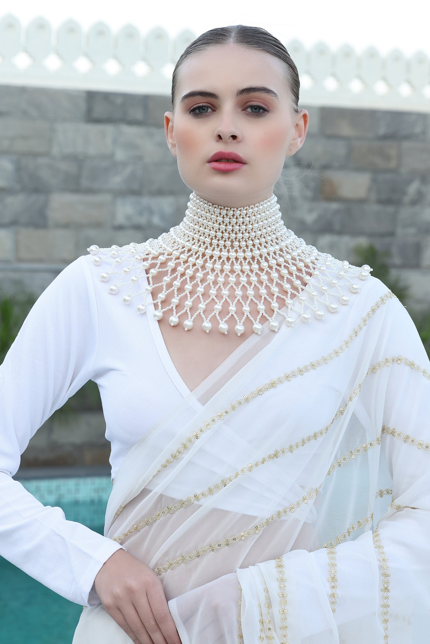 Melano Pearl Choker Cape
