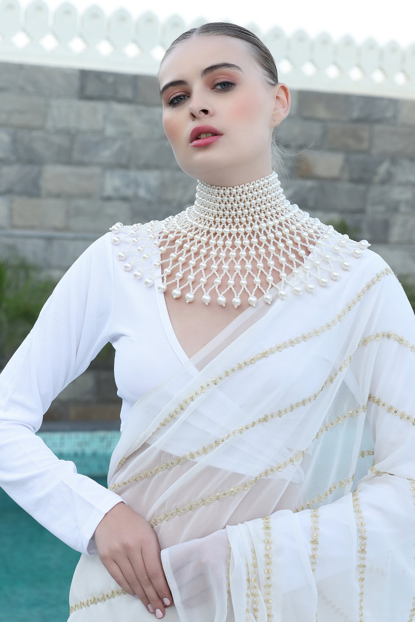 Melano Pearl Choker Cape