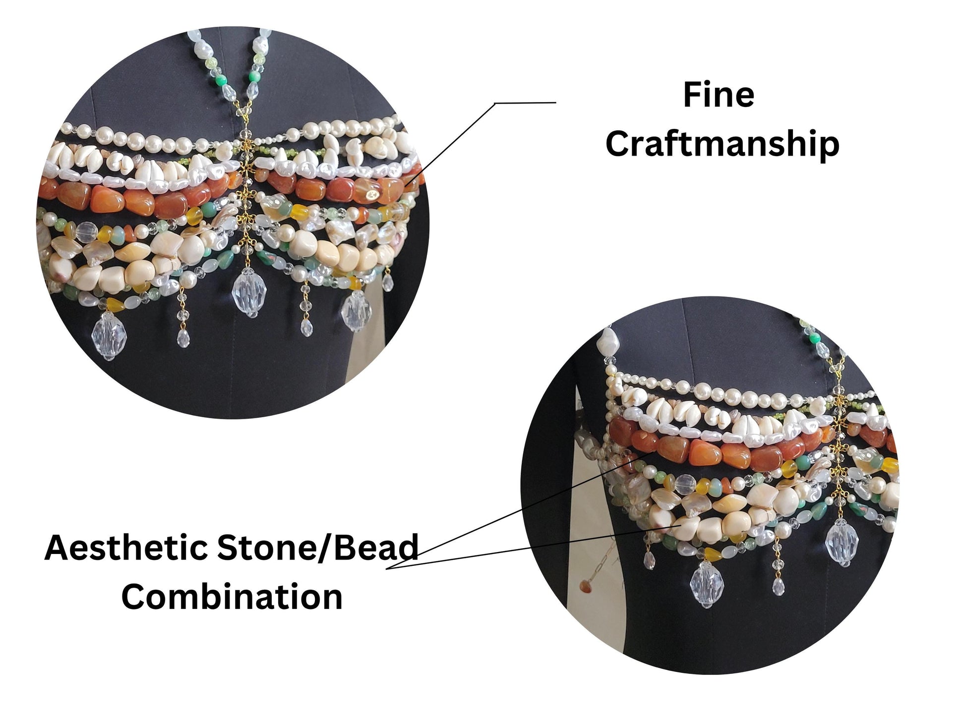 Coachella Pearl Bralette, Burning Man Body Jewelry Top, Statement Shell & Gemstone Bralette, Boho Bridal Festival Top