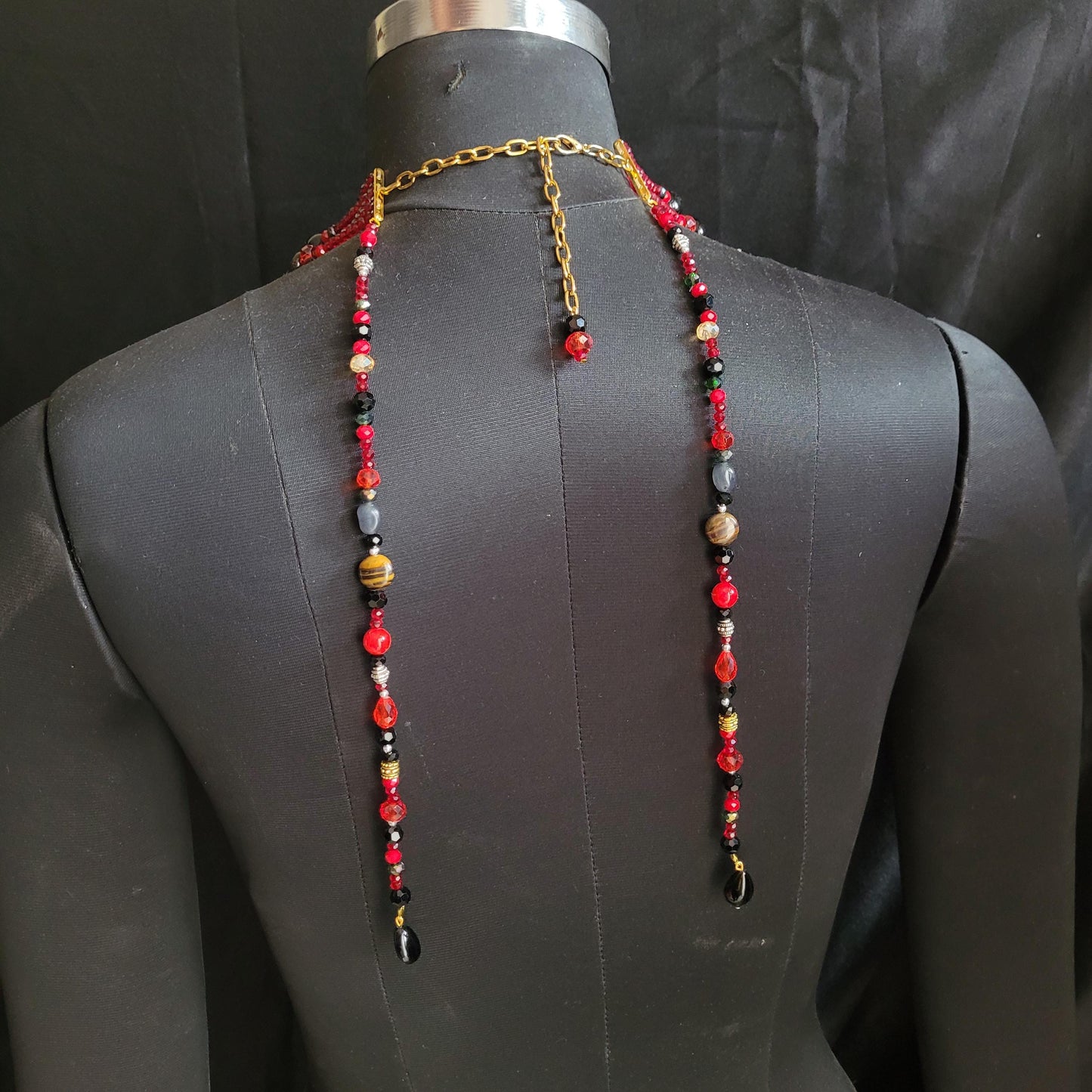 Death Becomes Her Lisle Von Rhuman Inspired Beaded Statement Necklace – Handmade Luxury Beaded Bralette Necklace for Halloween Party
