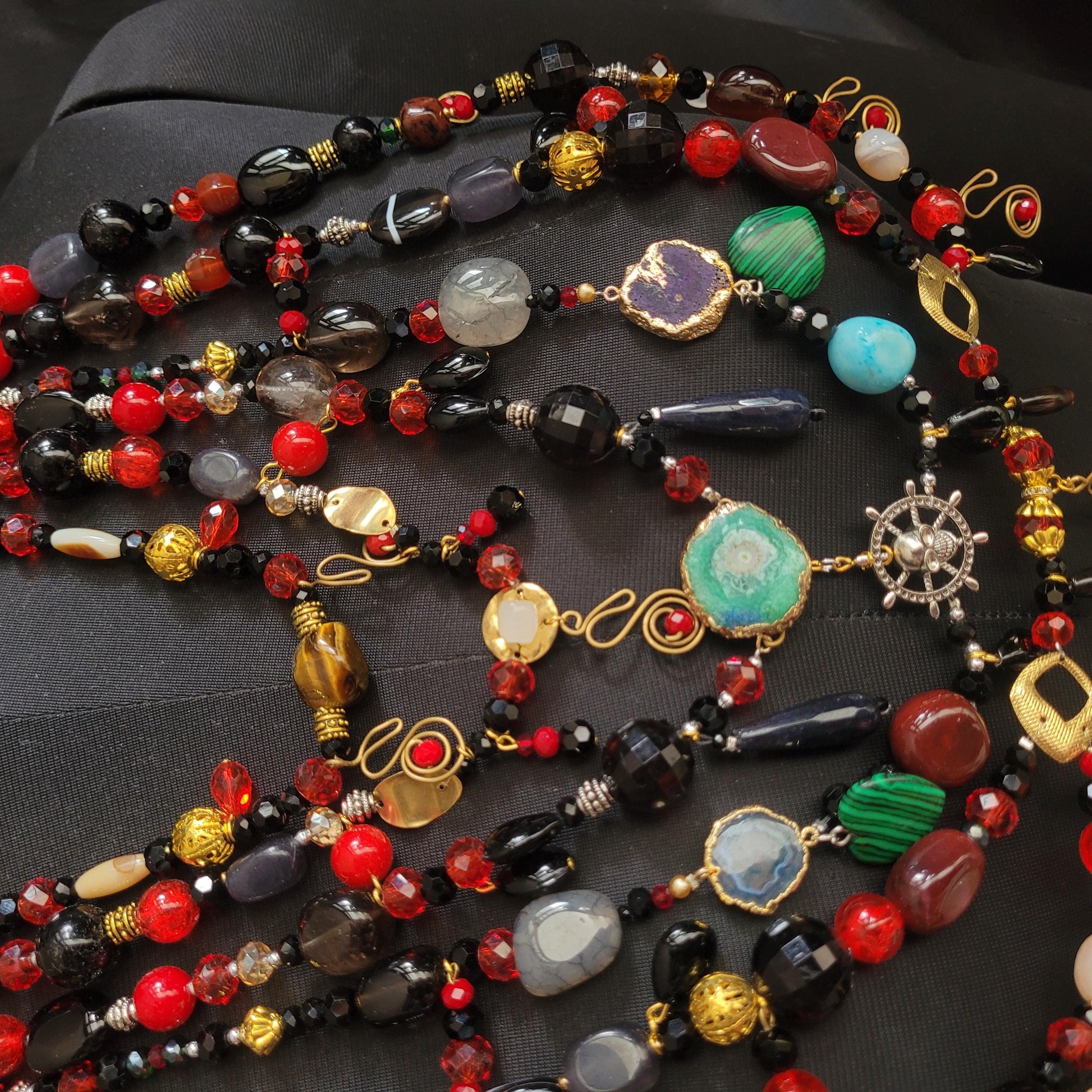 Death Becomes Her Lisle Von Rhuman Inspired Beaded Statement Necklace – Handmade Luxury Beaded Bralette Necklace for Halloween Party