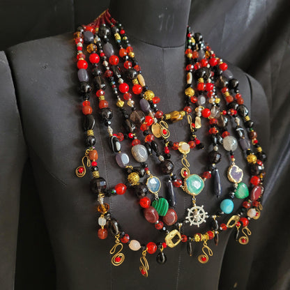 Death Becomes Her Lisle Von Rhuman Inspired Beaded Statement Necklace – Handmade Luxury Beaded Bralette Necklace for Halloween Party