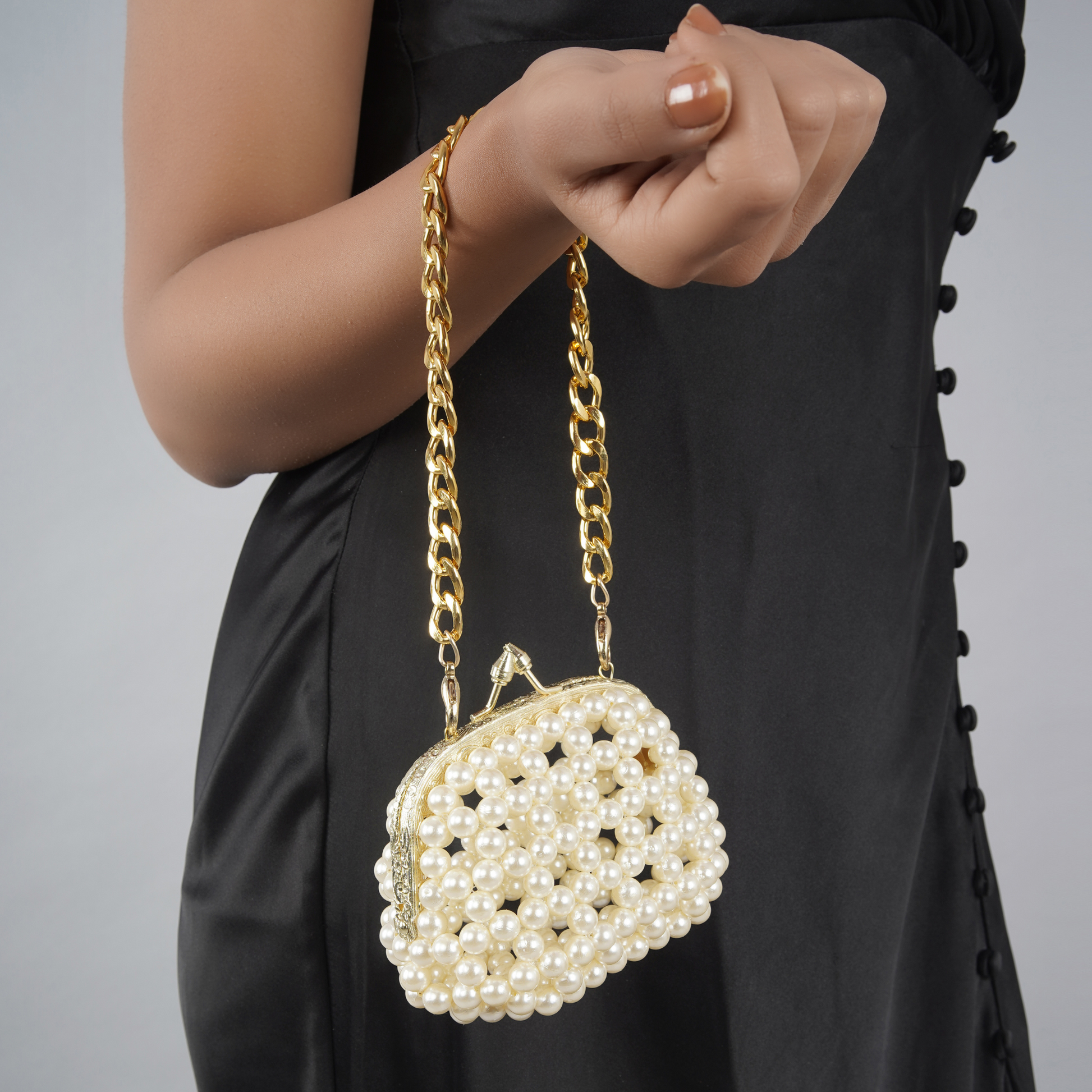 Cream pearl clutch bag sale