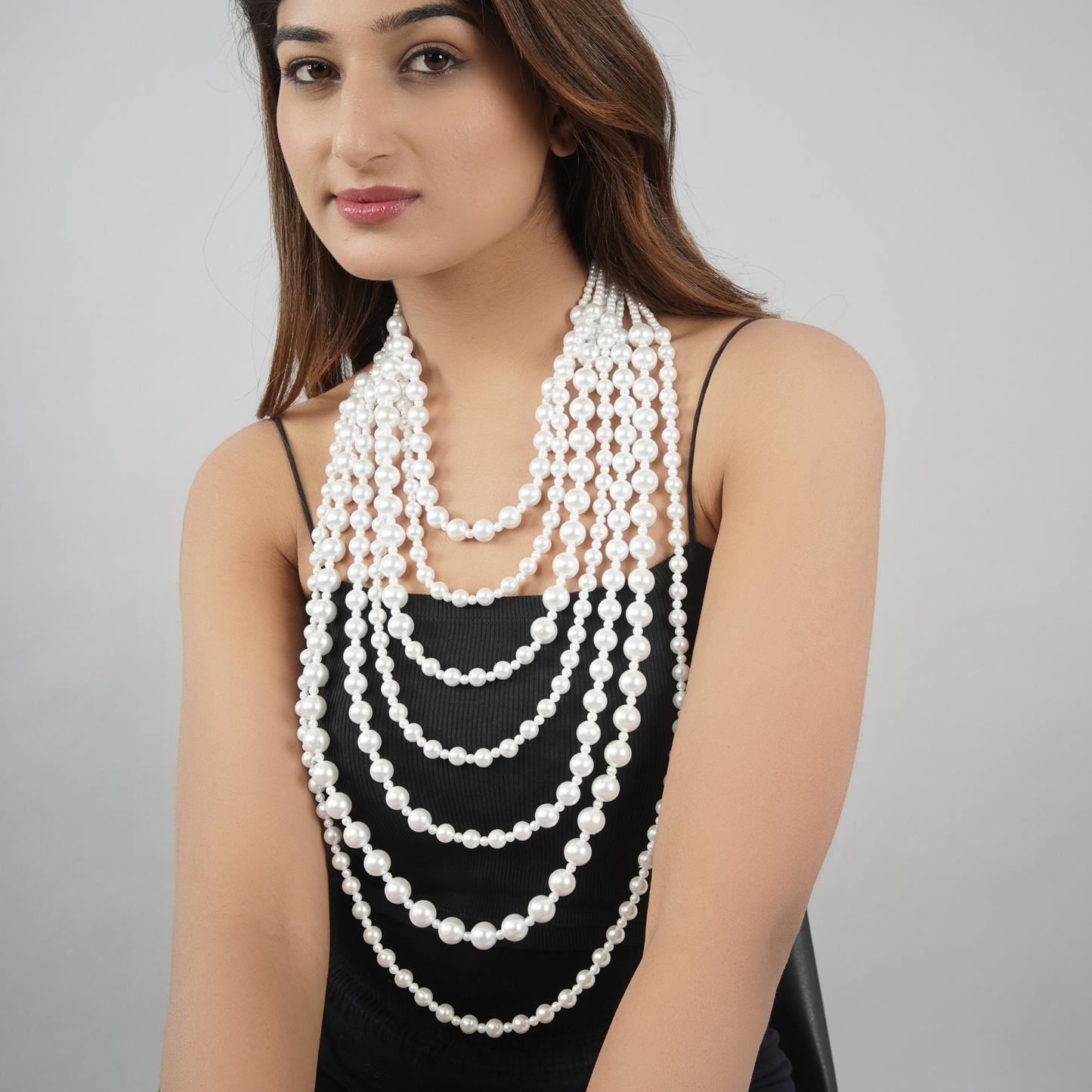 White Pearl Seven Stranded Necklace