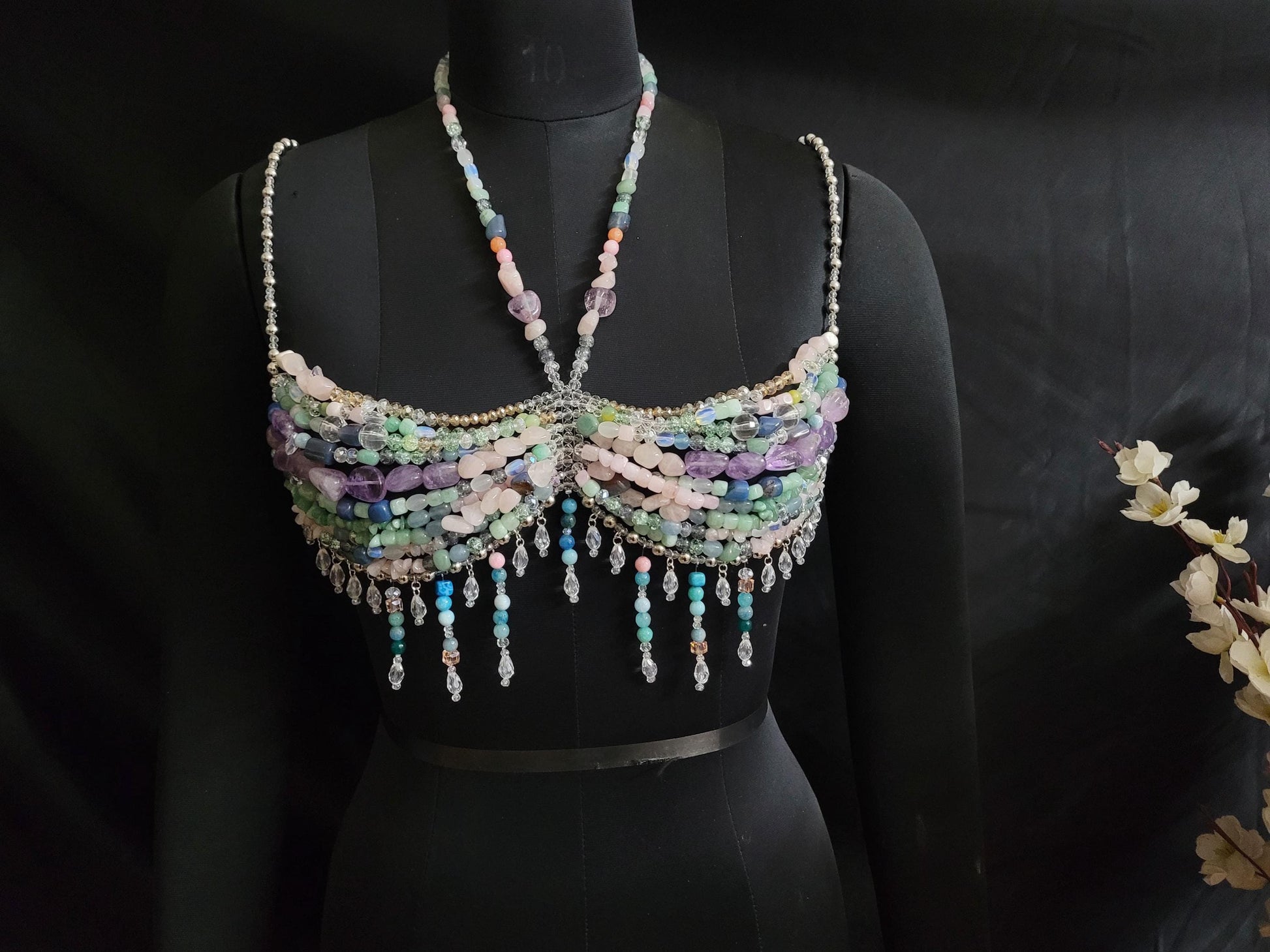 Beaded Gemstone Bralette for Festivals