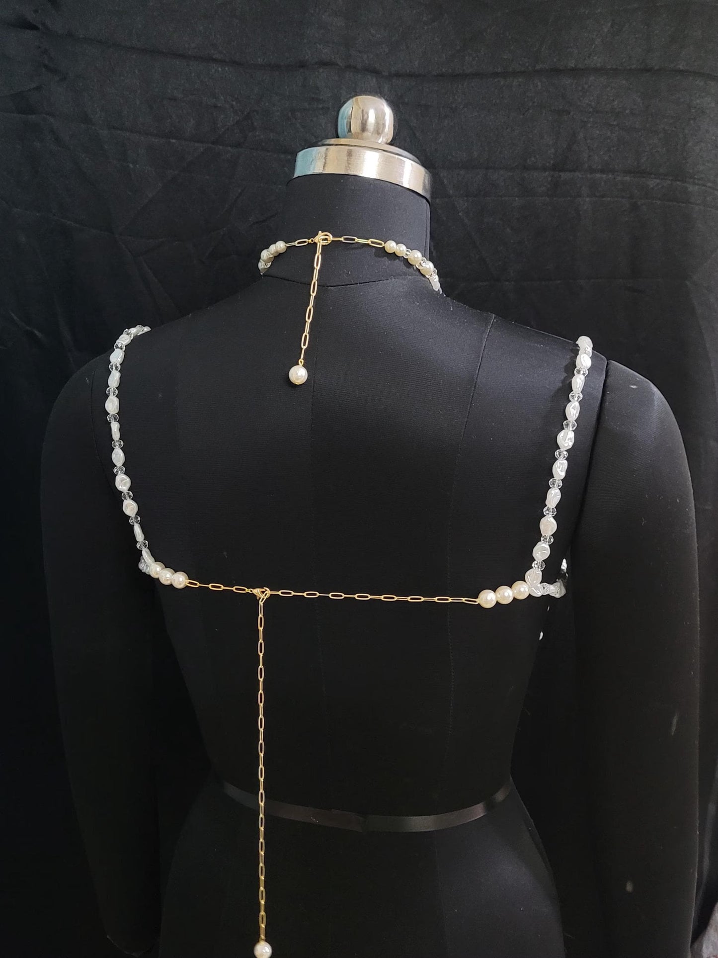 Gemstone & Pearl Bralette, Boho Bridal Top, Handmade Beaded Body Jewelry, Shell Statement Bralette, Luxury Festival Wear