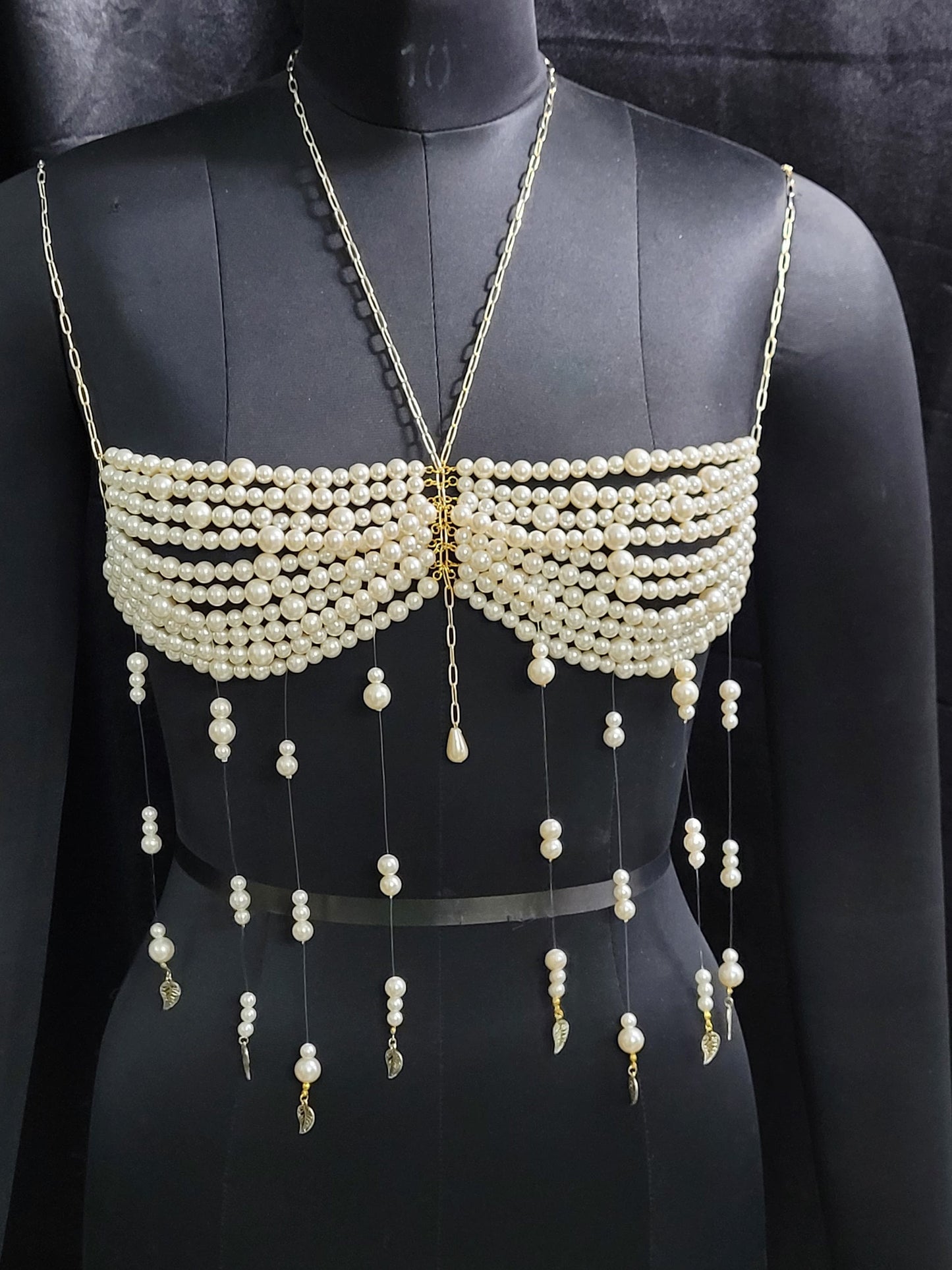 Beaded Pearl Bra top for Girls and Women, Body Jewelry, Mermaid Costume