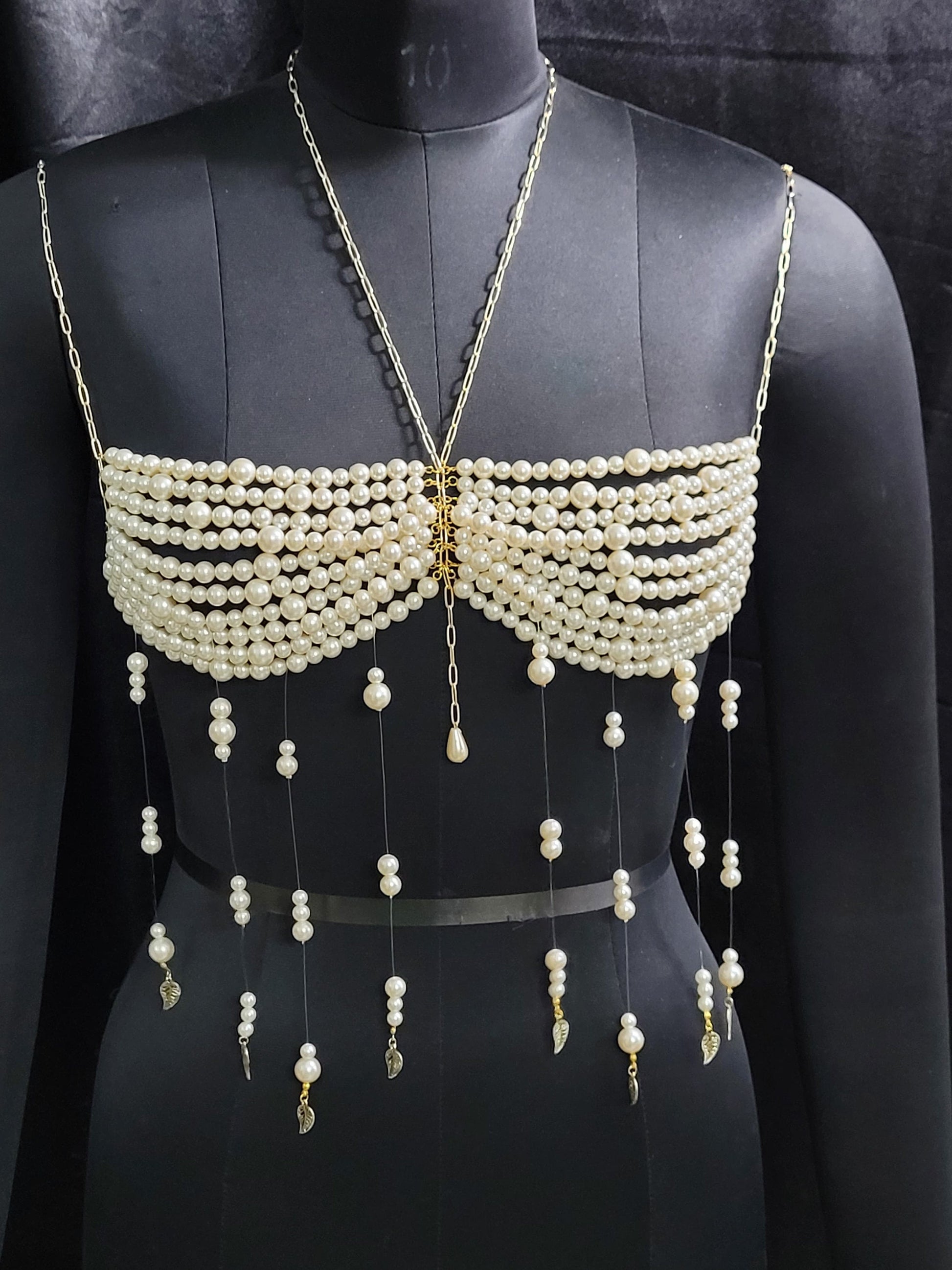 Beaded Pearl Bra top for Girls and Women, Body Jewelry, Mermaid Costume