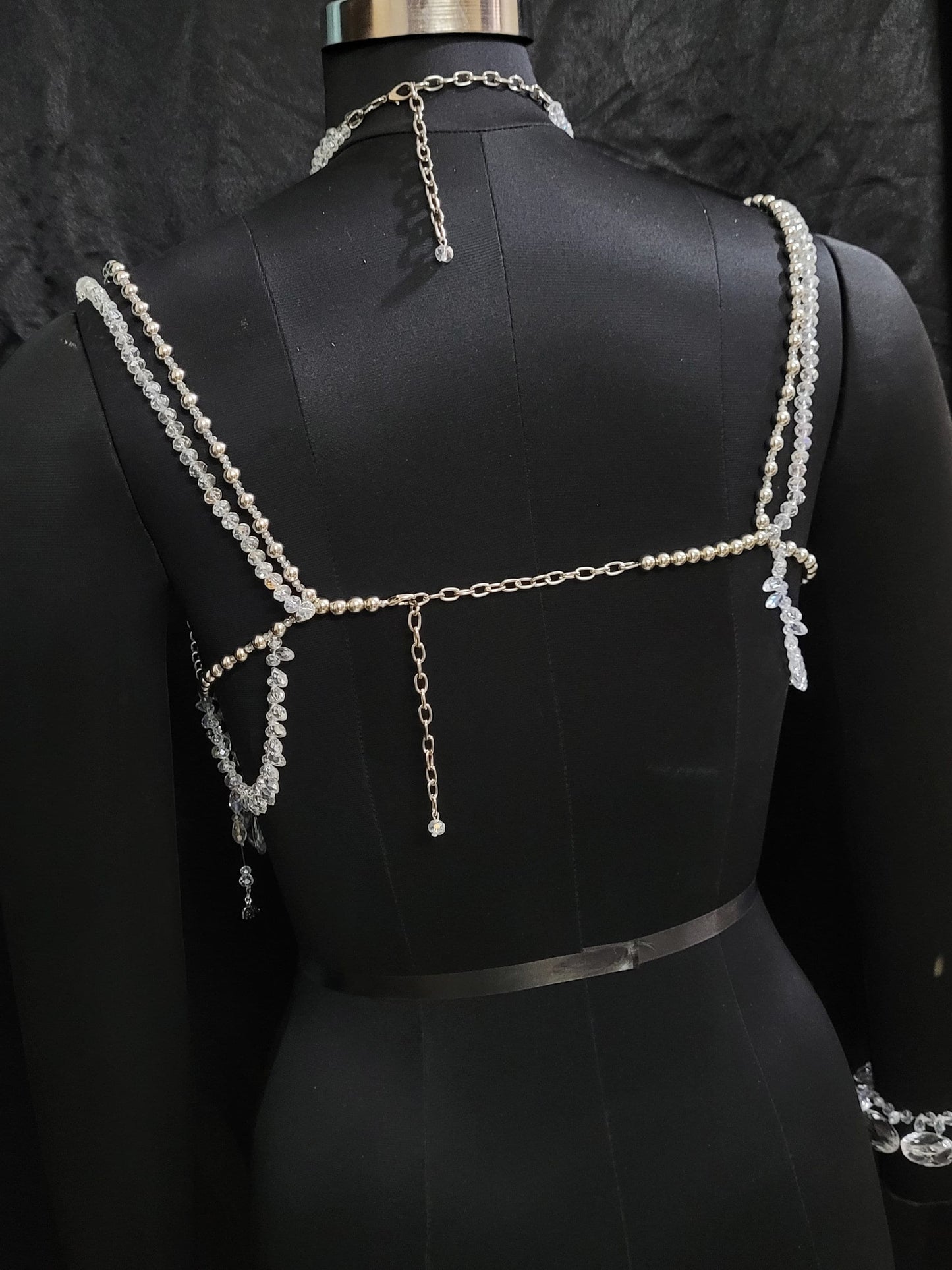 Handmade Crystal Body Chain, Bridal Body Jewelry, Body Chain Bra, Shoulder Necklaces Bra, Beaded bra top, Bikini Jewelry, Wedding Jewelry