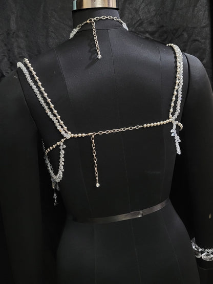 Handmade Crystal Body Chain, Bridal Body Jewelry, Body Chain Bra, Shoulder Necklaces Bra, Beaded bra top, Bikini Jewelry, Wedding Jewelry