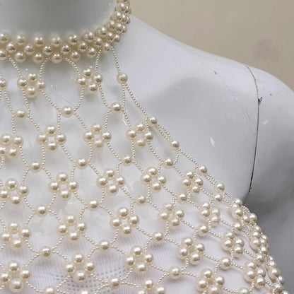Handmade Faux Pearl Bralette Top | Luxury Beaded Pearl Bra | Valentine Gift Body Jewelry | Bridal & Festival Wear