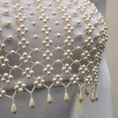 Handmade Faux Pearl Bralette Top | Luxury Beaded Pearl Bra | Valentine Gift Body Jewelry | Bridal & Festival Wear