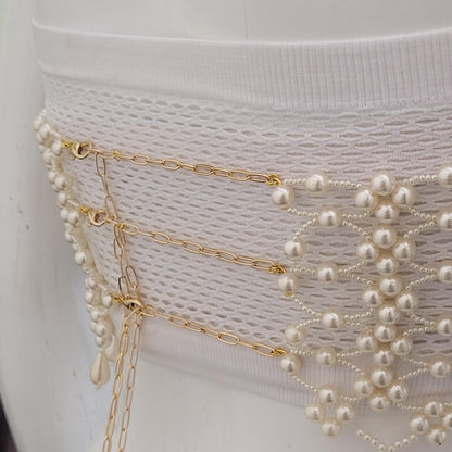 Handmade Faux Pearl Bralette Top | Luxury Beaded Pearl Bra | Valentine Gift Body Jewelry | Bridal & Festival Wear