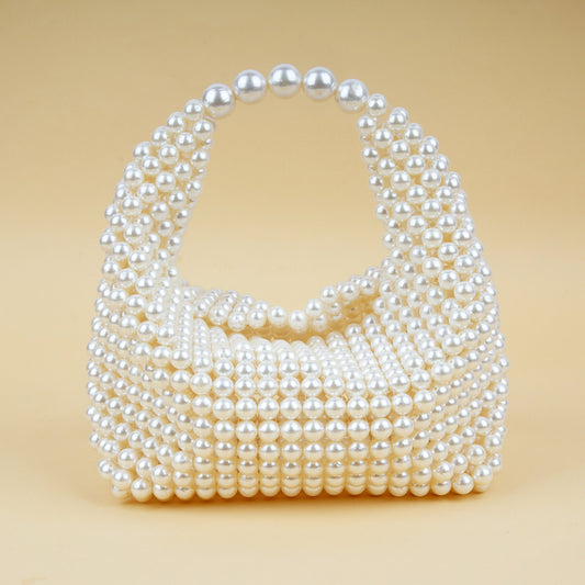 pearl beaded hand made mini clutch. wedding gift, beach party, casual, anniversary gift ,music festive, gift for her