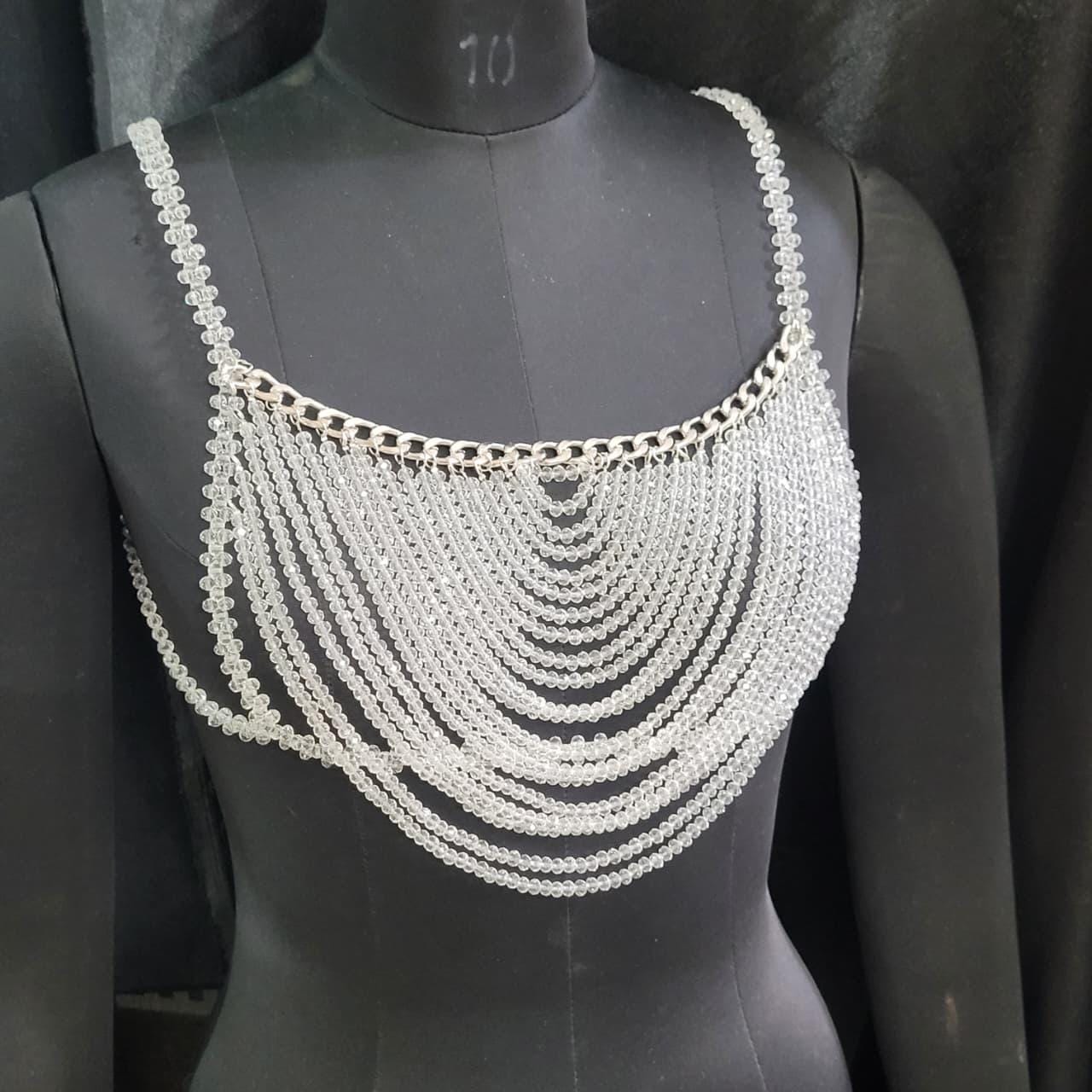 Luxury Crystal Beaded Bralette Top – Handmade Rhinestone Festival Outfit | Rave, Birthday, Party, Photoshoot & Nightclub Statement Top