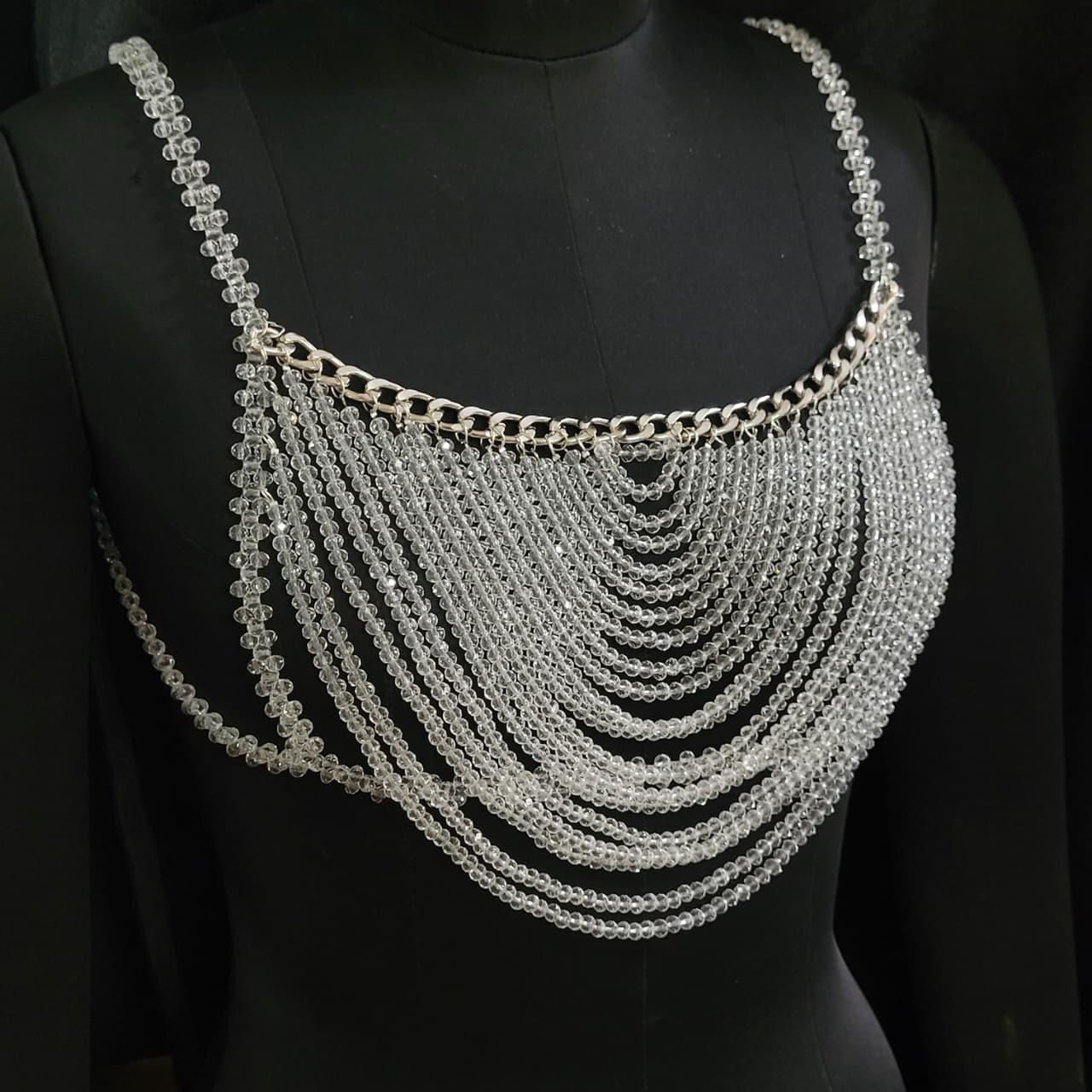 Luxury Crystal Beaded Bralette Top – Handmade Rhinestone Festival Outfit | Rave, Birthday, Party, Photoshoot & Nightclub Statement Top