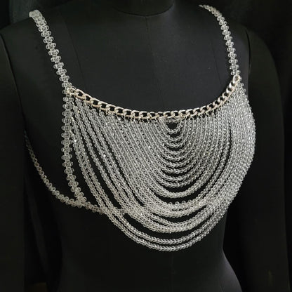 Luxury Crystal Beaded Bralette Top – Handmade Rhinestone Festival Outfit | Rave, Birthday, Party, Photoshoot & Nightclub Statement Top