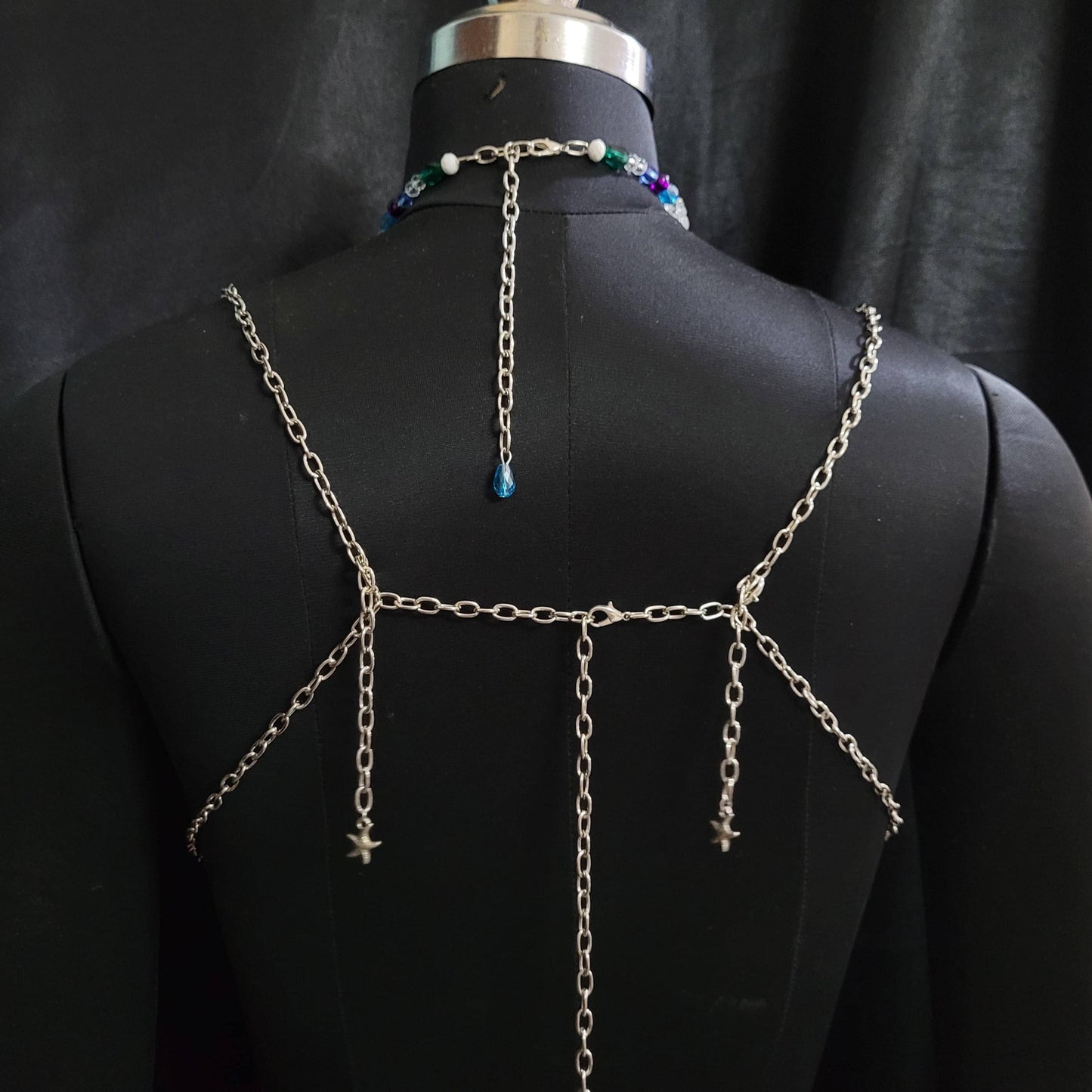 Luxury Gemstone Beaded Bralette Handmade Crystal & Semi-Precious Gemstone Body Jewelry Mermaid Top – Festival, Party Photoshoot Beach Wear .