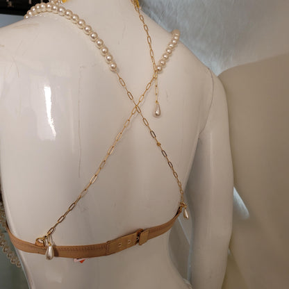 Maternity Photoshoot Pearl Bralette, Custom Size Luxury Pearl Bra Top, Pregnancy Editorial Jewelry Top