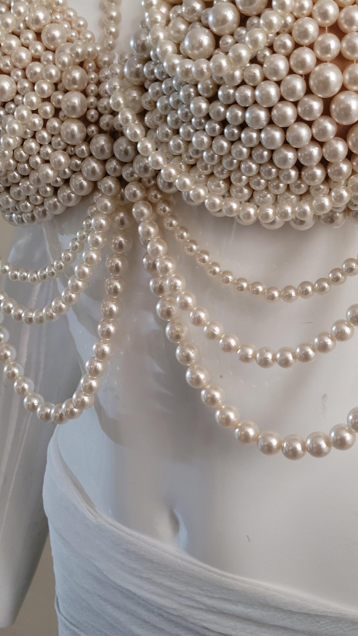 Maternity Photoshoot Pearl Bralette, Custom Size Luxury Pearl Bra Top, Pregnancy Editorial Jewelry Top