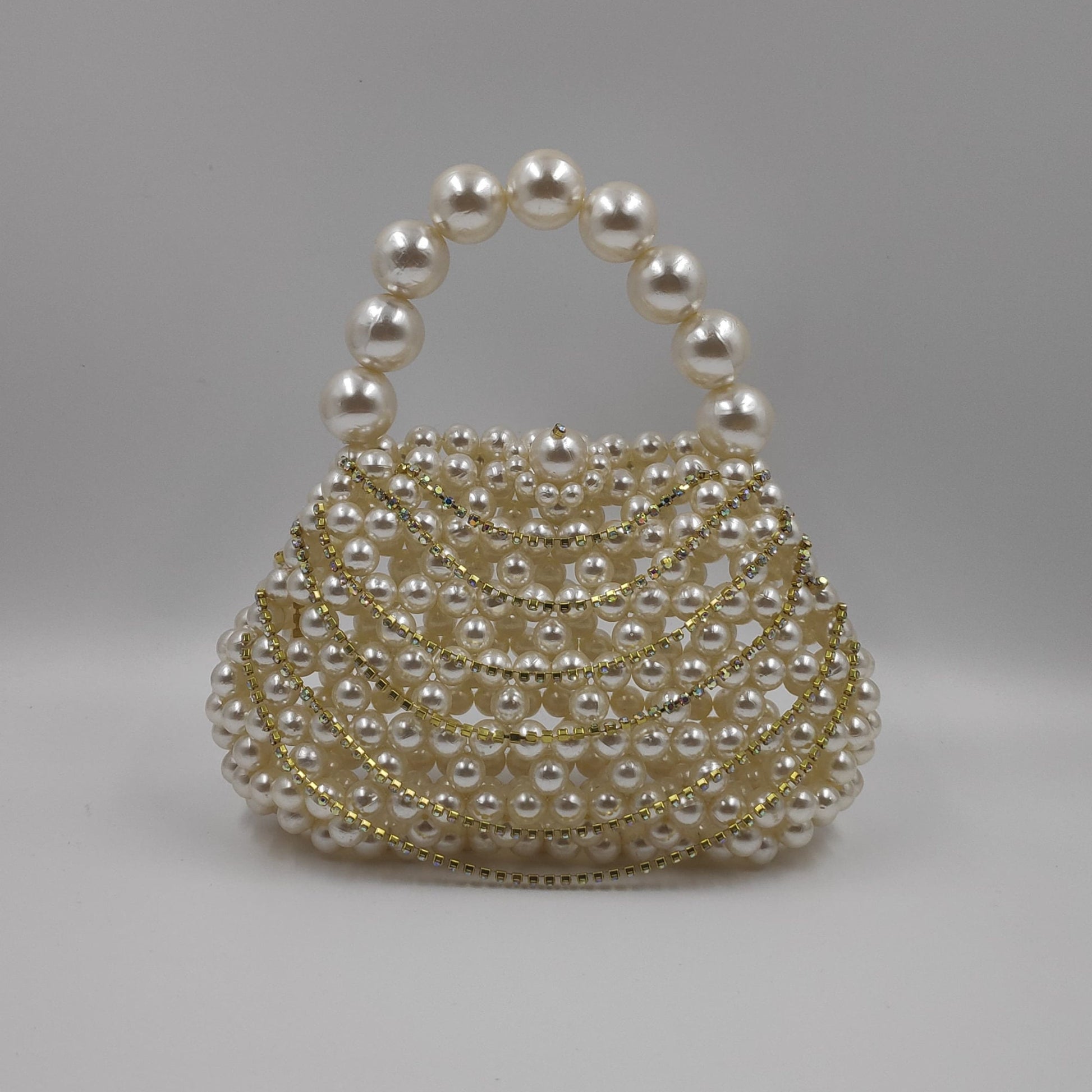 Pearl Beaded Bag, Pearl Mini Bag with Rhinestone, Faux Pearl Handbag  & Evening Bag for Women, Bridal Clutch, Wedding Gift for her