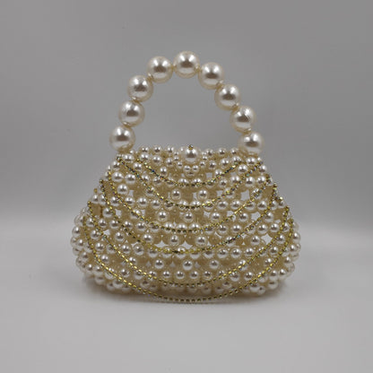 Pearl Beaded Bag, Pearl Mini Bag with Rhinestone, Faux Pearl Handbag  & Evening Bag for Women, Bridal Clutch, Wedding Gift for her