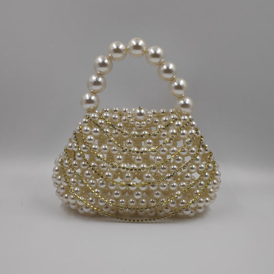 Pearl Beaded Bag, Pearl Mini Bag with Rhinestone, Faux Pearl Handbag  & Evening Bag for Women, Bridal Clutch, Wedding Gift for her