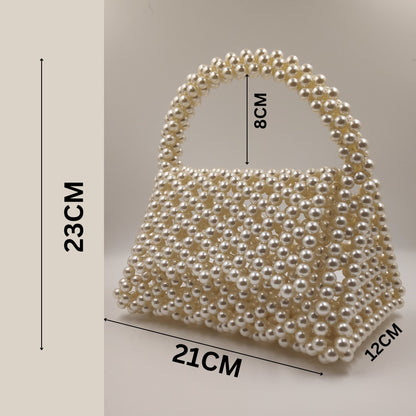 Pearl Beaded Triangle Bag, Faux Pearl Handbag for Women, Pearl Evening Bag, Handmade Pearl Bridal purse for her, Bridal Clutch Handbag