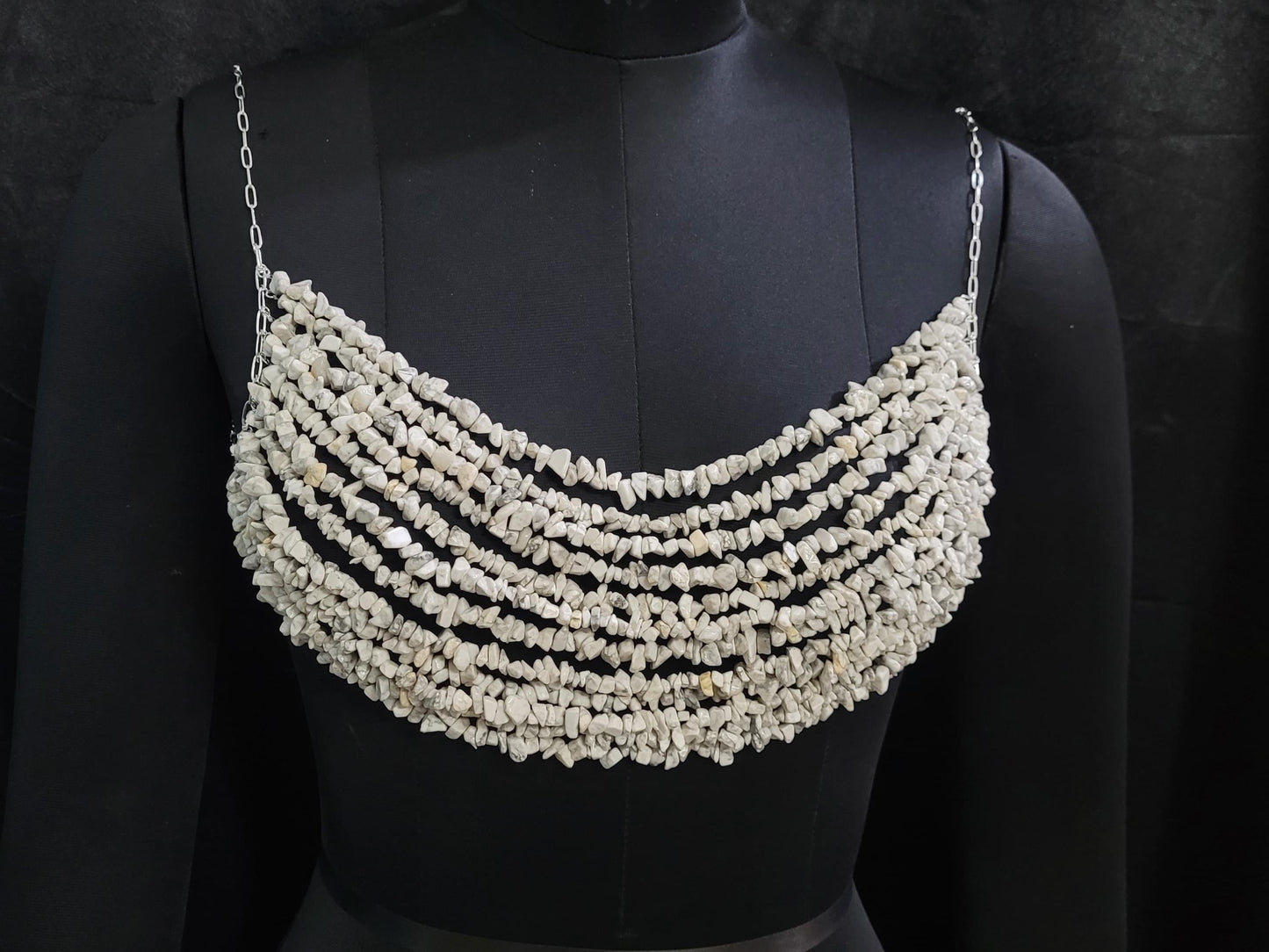 Samba Carnival Costume, White Bralette Body Chain for Rio Music Festival, Burning Man Mermaid Core Top, Carnaval Rave Parade Costume
