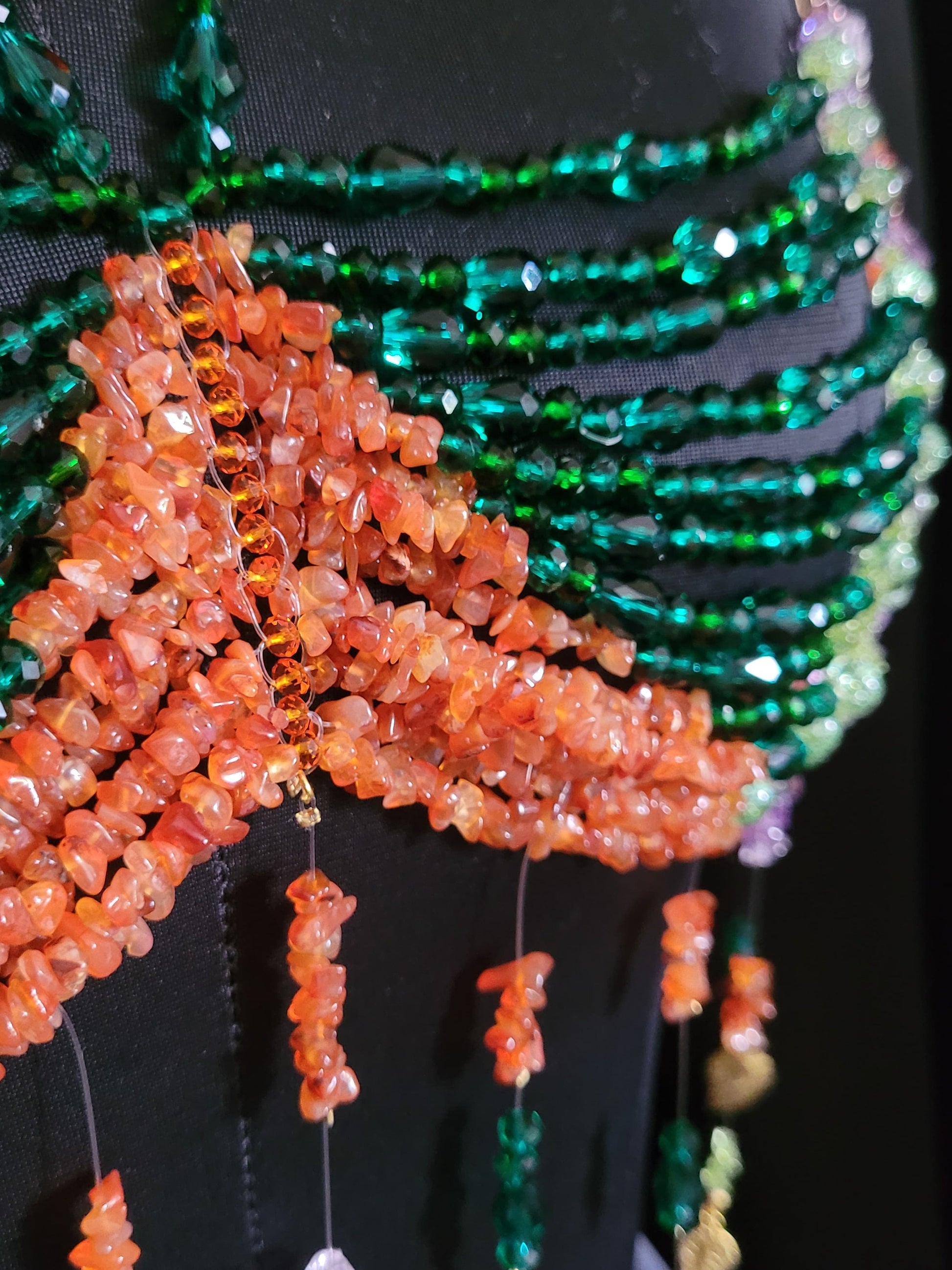 Uncut Gemstone Bralette Top | Raw Crystal Body Jewelry | Handmade Beaded Bralette | Festival Rave Outfit | Statement Jewelry Top