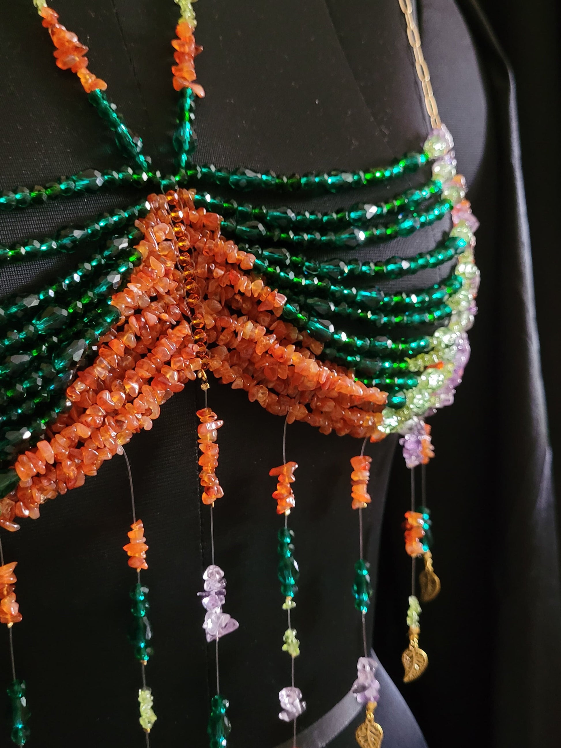 Uncut Gemstone Bralette Top | Raw Crystal Body Jewelry | Handmade Beaded Bralette | Festival Rave Outfit | Statement Jewelry Top