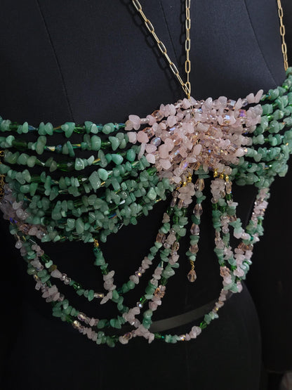 Wicked Inspired Gemstone Bra, Beaded Bralette Body Chain, Mermaid Core Top Festival Outfit, Holiday Party , Fairytale Rave Carnival Bra