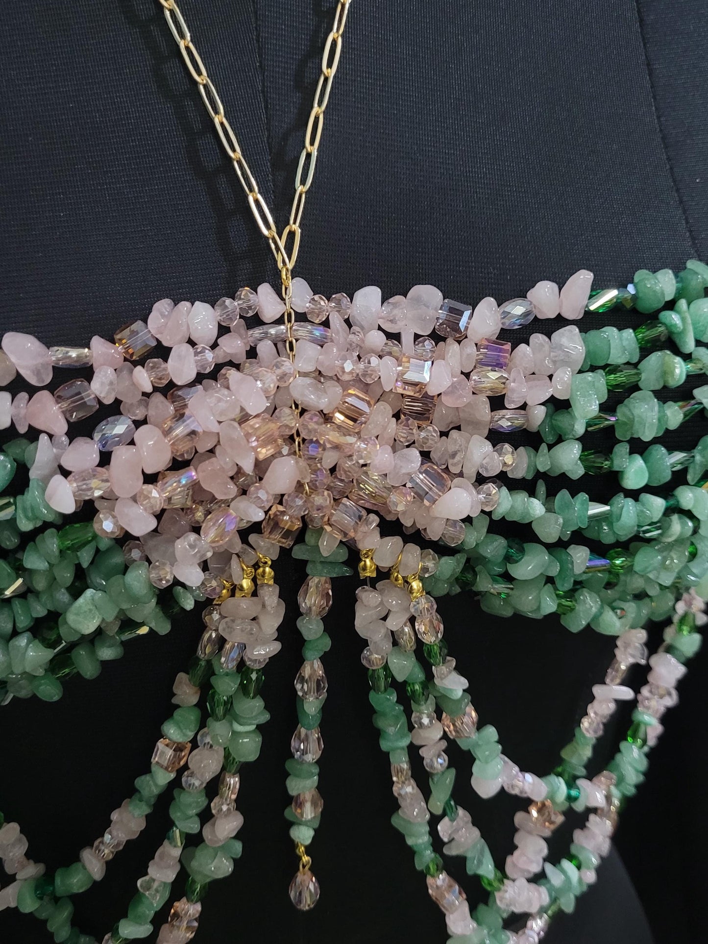Wicked Inspired Gemstone Bra, Beaded Bralette Body Chain, Mermaid Core Top Festival Outfit, Holiday Party , Fairytale Rave Carnival Bra