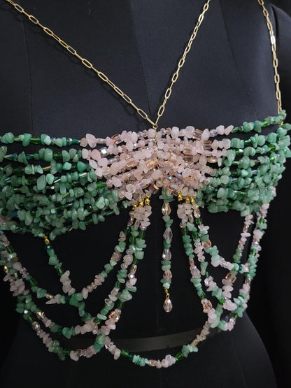 Wicked Inspired Gemstone Bra, Beaded Bralette Body Chain, Mermaid Core Top Festival Outfit, Holiday Party , Fairytale Rave Carnival Bra